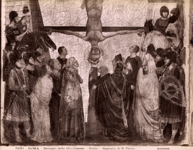 Anderson — Roma - Dettaglio della Crocifissione - Giotto - Sagrestia di S. Pietro — particolare, faccia anteriore, scomparto di sinistra